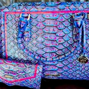 Brahmin, Vista Blue Vanzant, Small Finley With Matching Ady Wallet